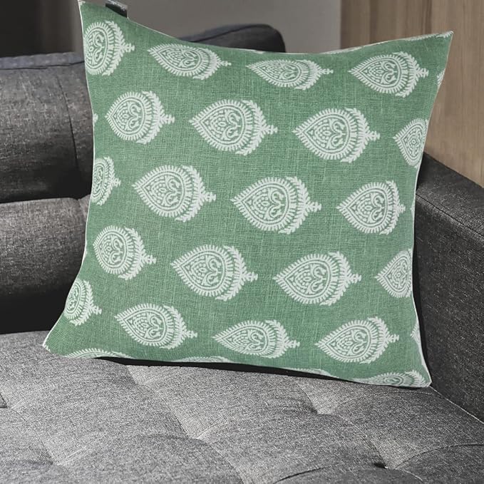 FUNHOME Outdoor Pillow Covers ONLY, No Insert! Pack of 2 Square Throw Pillow Covers, Decorative Water-Repellent Modern Cushion Cases for Sofa Patio Couch Decoration 18 x 18 Inch-Fair Green