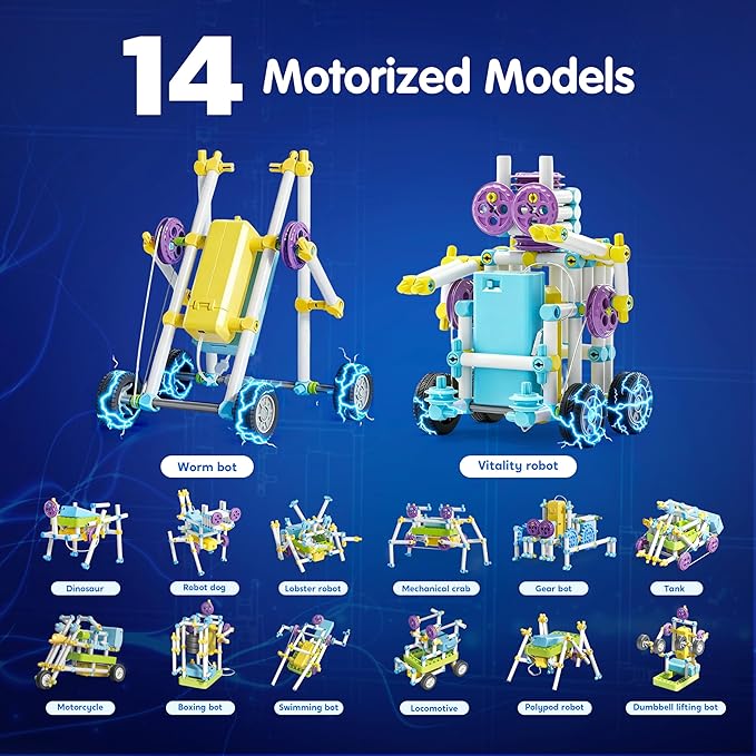 JOVA Klever Kits 36-in-1 Motor Robotic Kits, Make Your Own Kids Craft Kits Educational STEM Toys for Ages 8-13 Boys and Girls, Science Gifts for 8 Years Old