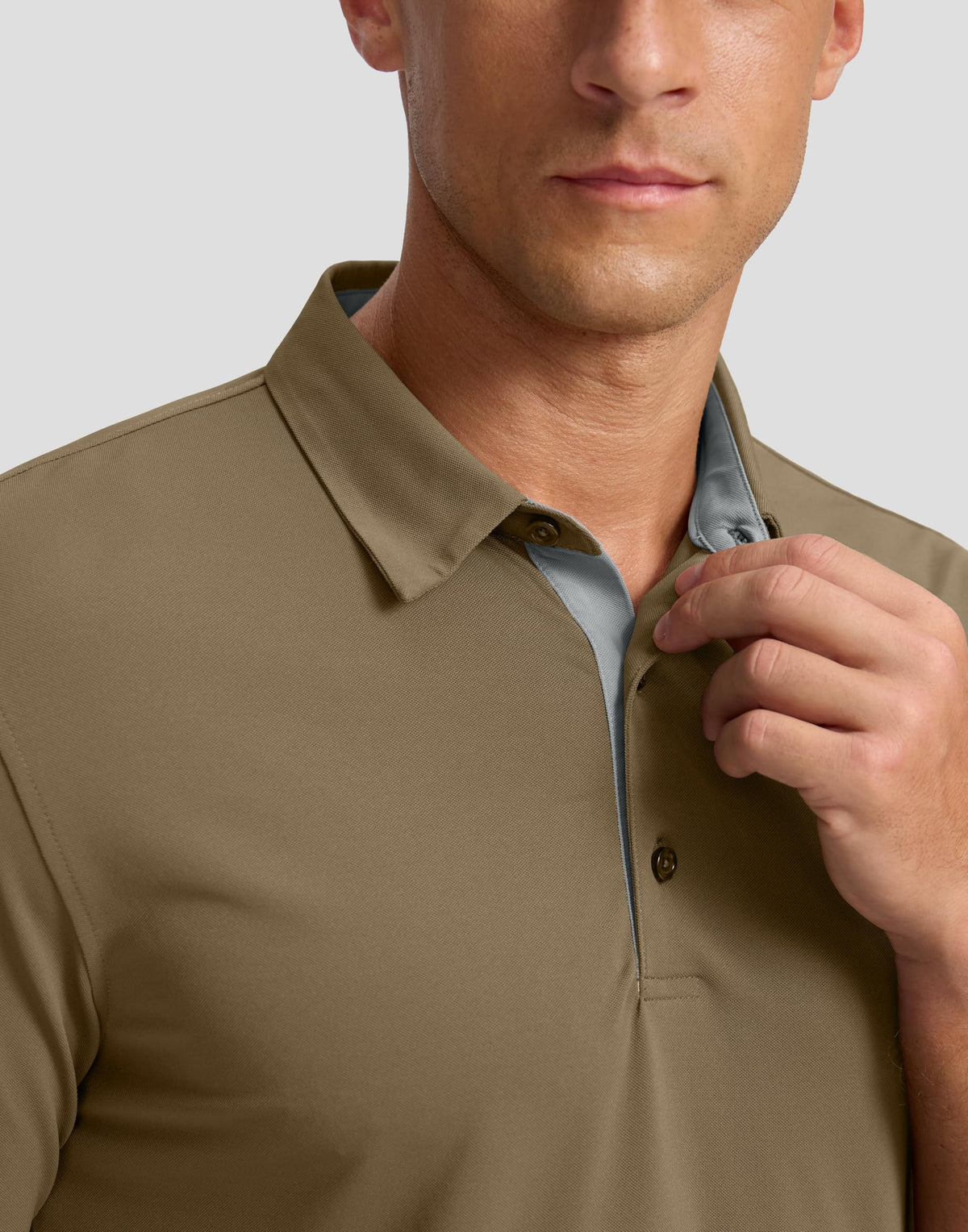 Men's Golf Shirts Dry Fit Moisture Wicking Performance Short Sleeve Collared Polo Shirts for Casual Athletic Business (Khaki, XL)