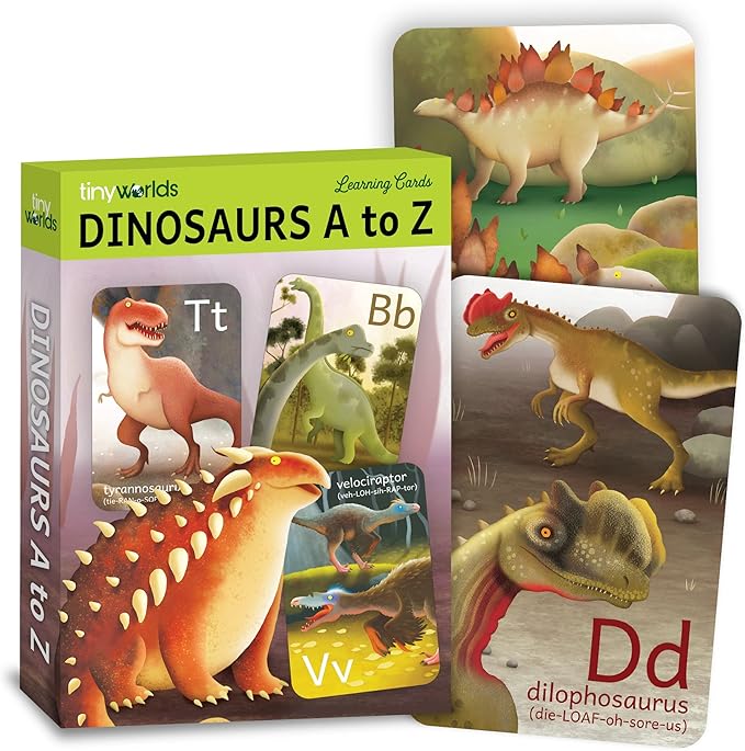 Dinosaur ABC Flash Cards, Alphabet A to Z Dinosaurs flashcards for Kids 4-8 Years, Dinos Picture Learning Cards, Dino Flash Card for Pre-K, Children: Set of 26 FlashCards