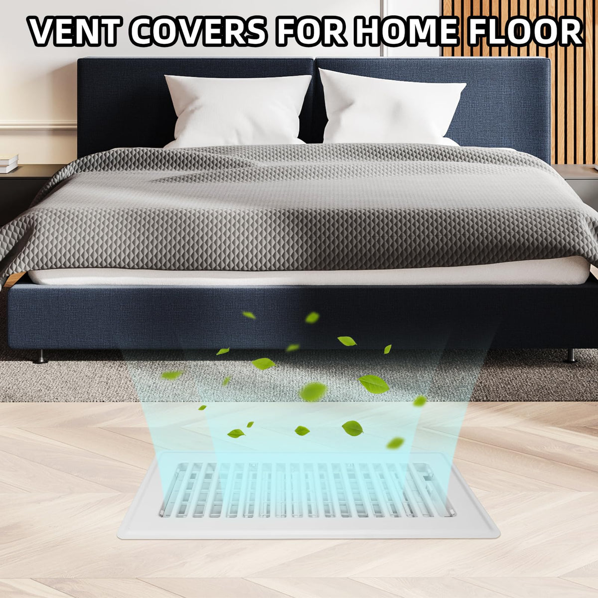 Floor Register 4x10, 4 Pack Floor Vent Covers for Home Floor Heavy Duty Steel Panel Walkable Floor Grates Adjustable Air Vent Covers 4" x 10" Floor Vent, White