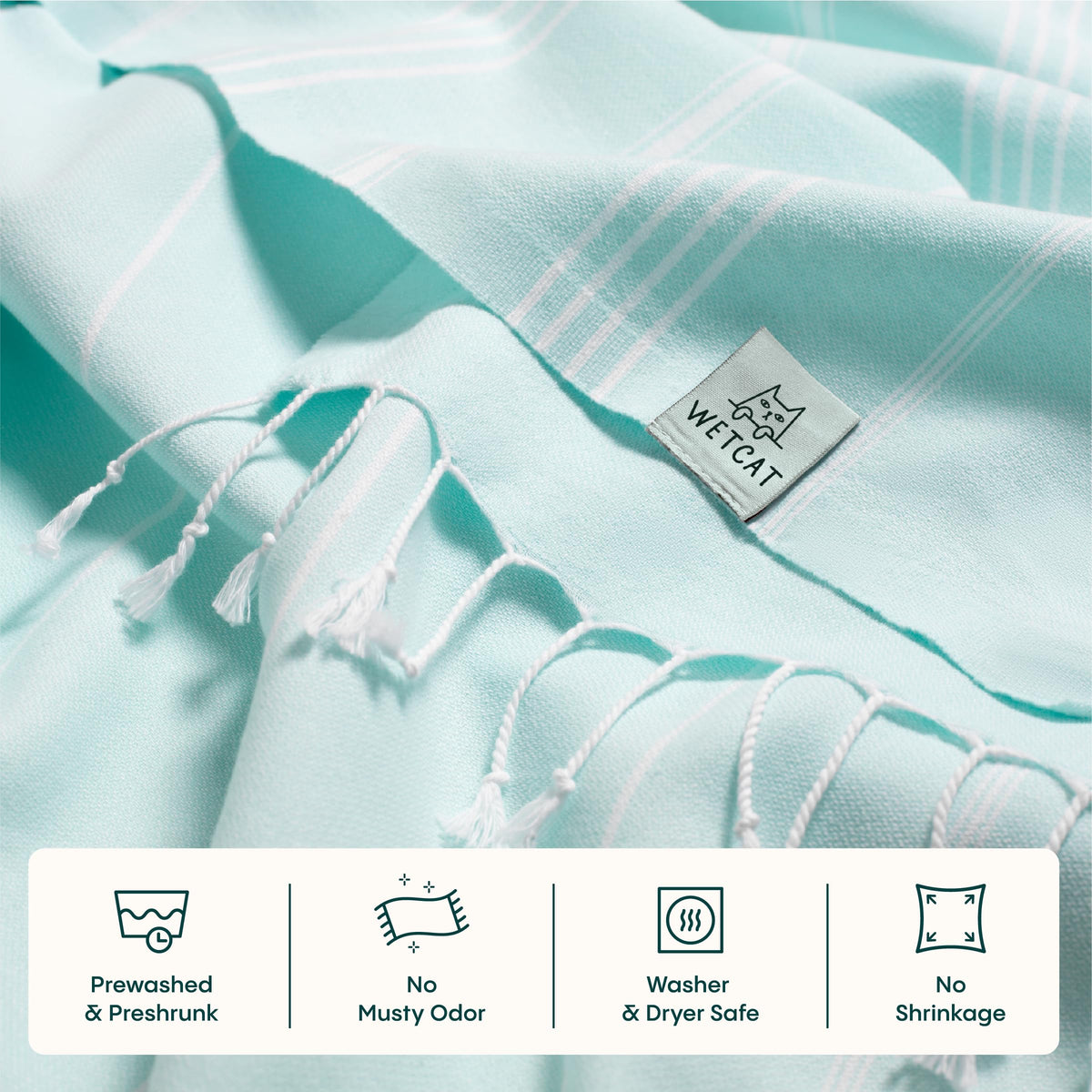 WETCAT Turkish Beach Blanket Sandproof (82"x82") 100% Turkish Cotton, Made in Turkey - Sand Free, Ultra Soft, Extra Large Throw for Picnic – Mint Green