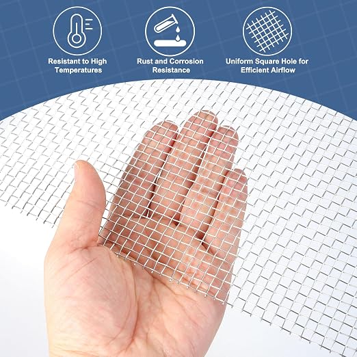 uxcell 5 Mesh 118" x 12" Woven Wire Mesh, 304 Stainless Steel Air Vent Filter