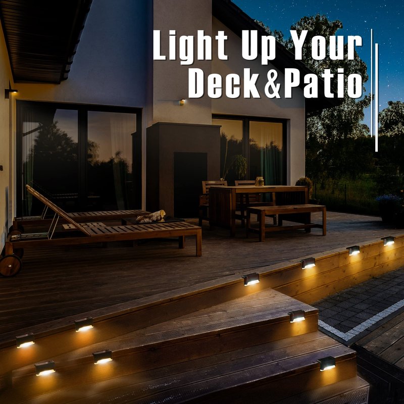 GIGALUMI Led Solar Deck Lights, 16 Pack Waterproof for Outdoor Stairs, Step, Fence, Railing, Yard and Patio (Warm White)