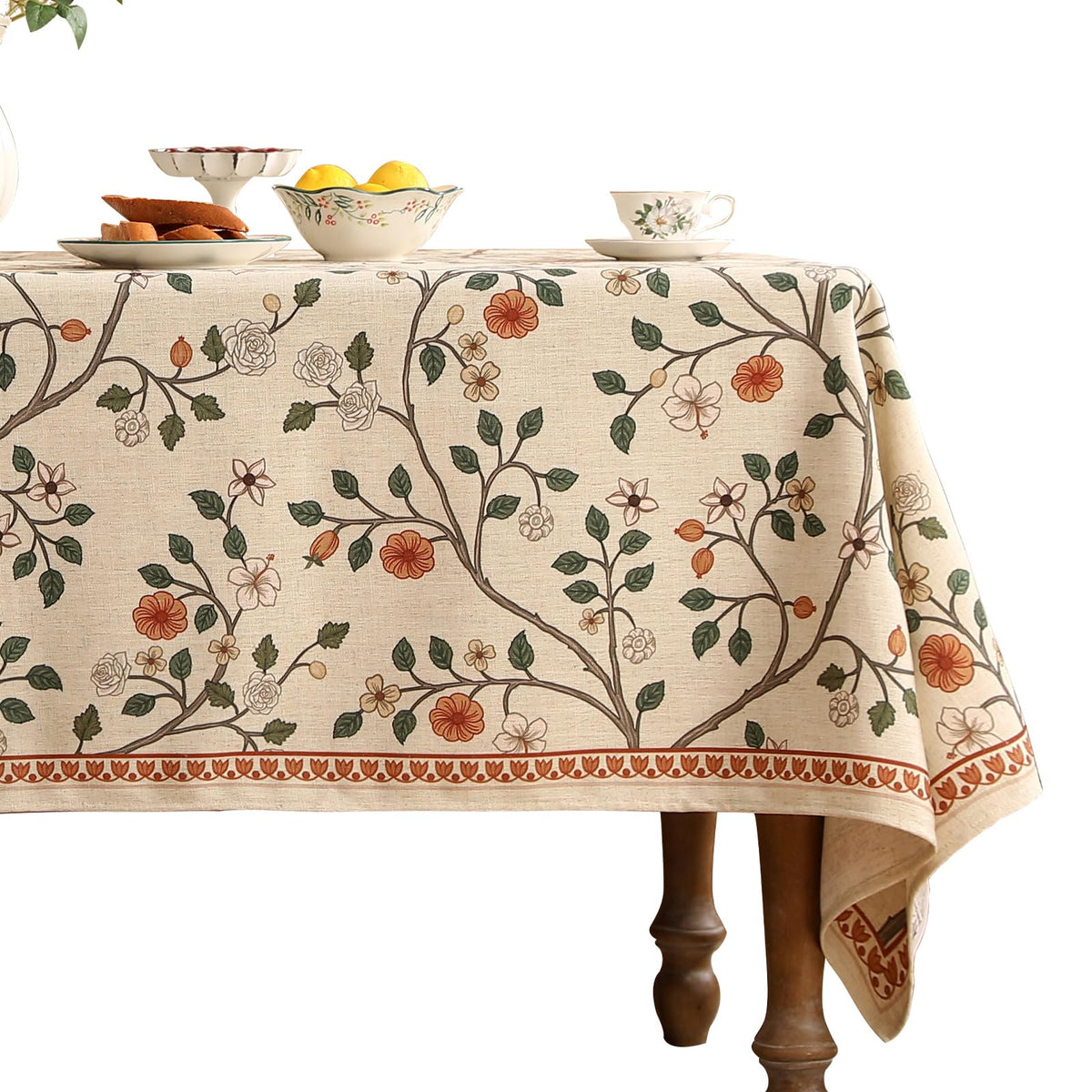 ISAENNE Designer Linen Square Large Tablecloth,67"x67"-Serenity G