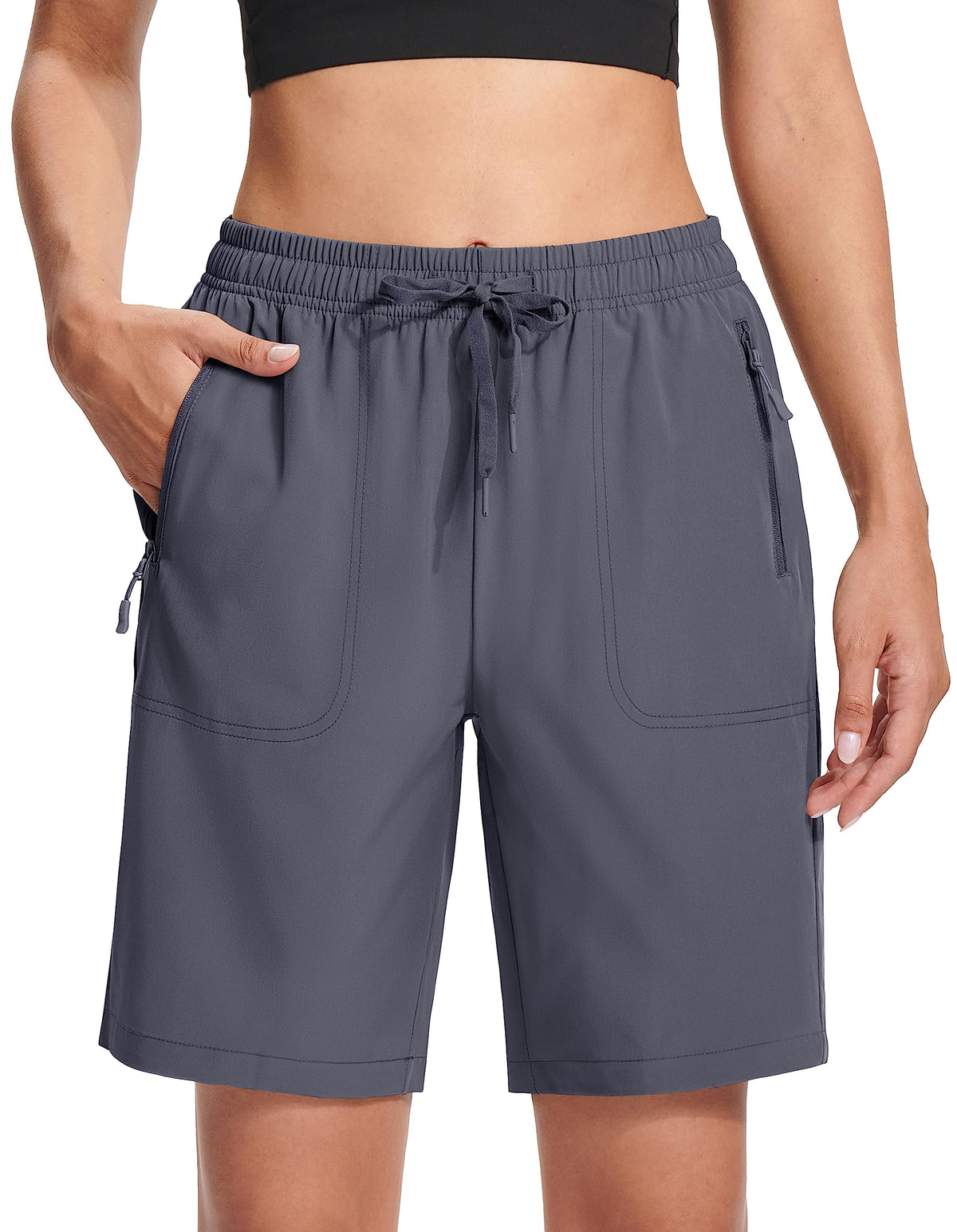 MAGCOMSEN Hiking Shorts Woman Water Resistant with Pockets Quick Dry Lightweight Outdoor Golf Dark Grey M