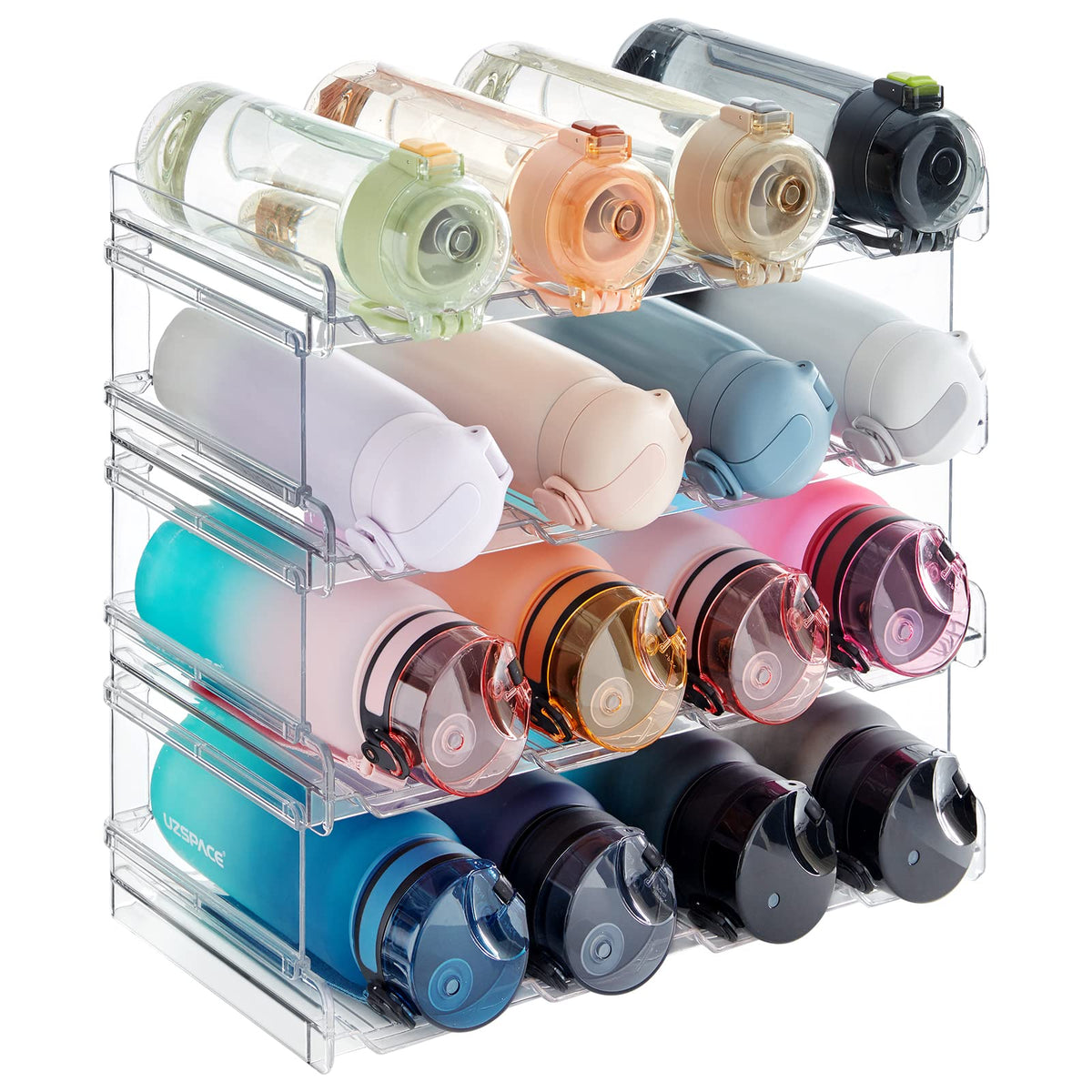 Lifewit Stackable Water Bottle Organizer for Cabinet, Clear Tumbler Holder