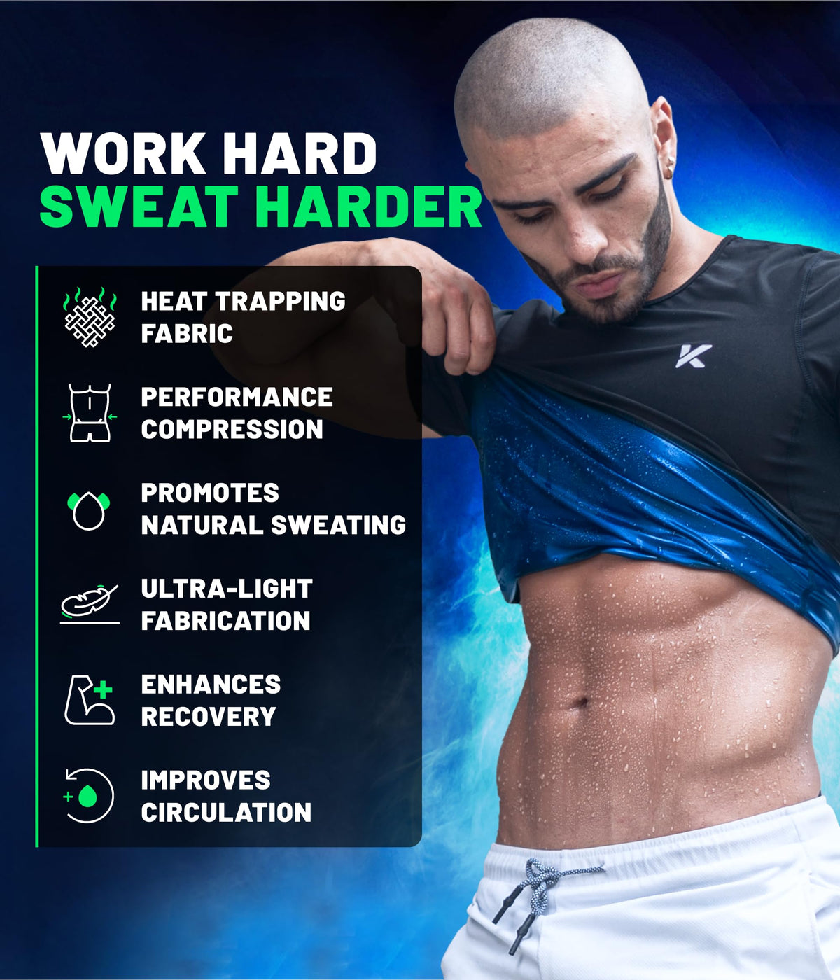 Kewlioo 3 Pack Sauna Shirt for Men - Original Heat Trapping Sweat Vest, Sauna Suit For Men, Compression Workout Sweat Suit for Gym, Workouts