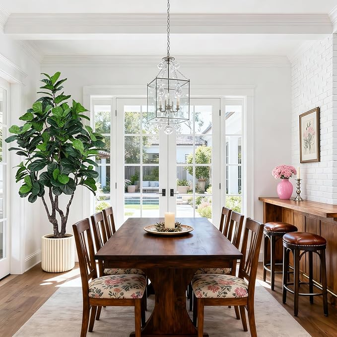 7FT Artificial Fiddle Leaf Fig Tree for Home Decor, Realistic Faux Plants Indoor Ficus Lyrata Trees in Pot, Fake Floor Plant for Living Room Office Christmas Housewarming Gift
