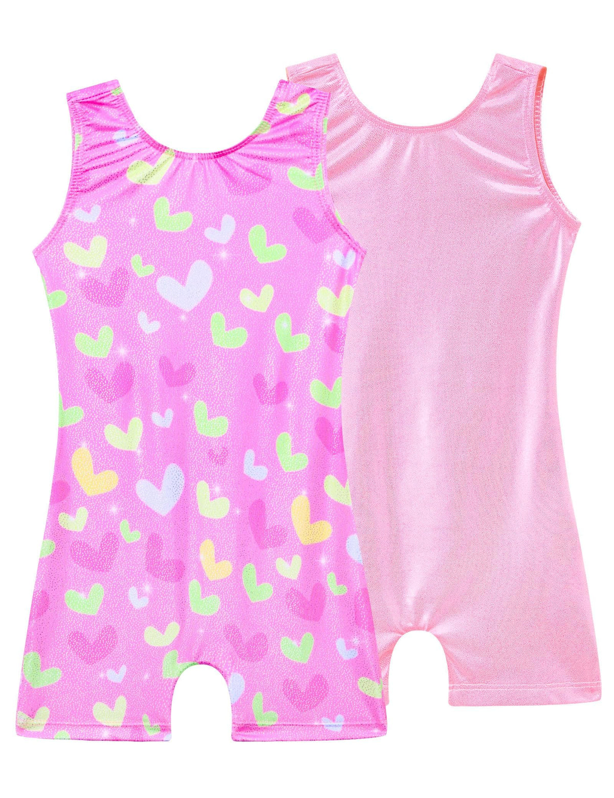 Tziharora Girls Leotards for Gymnastics Size 6-7 Years Old Adorable Pink Biketards Unitards Two Pack with Shorts