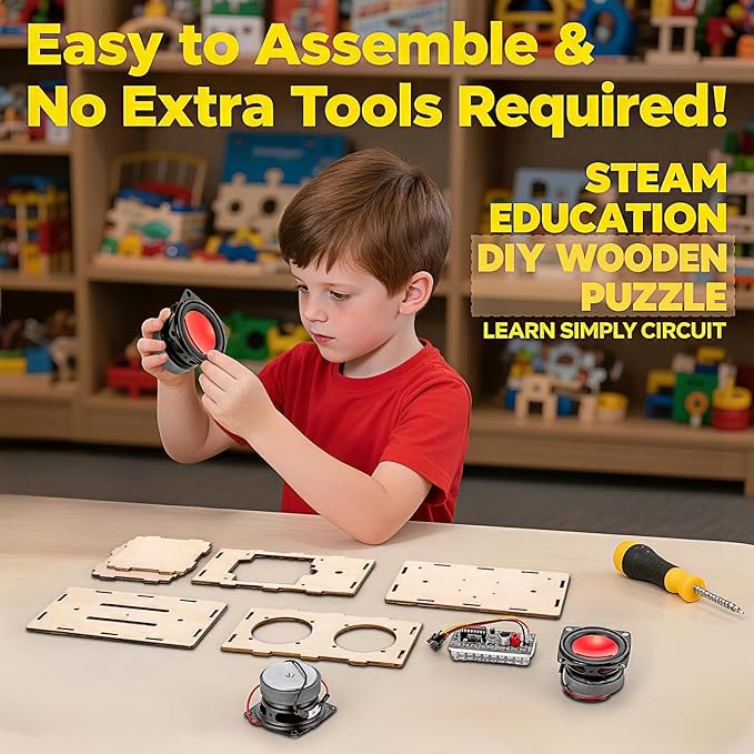 DIY Bluetooth Speaker Kit with Metal Handle STEM Projects for Kids Ages 8-12, Build Your Own Gray Portable Speaker, No Soldering Science Gift, STEM Toys for 8 9 11 13