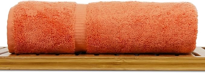 Luxury Hotel & Spa Collection Highly Absorbent, Quick Dry 100% Turkish Cotton 700 GSM, Eco Friendly Towel, for Bathroom Dobby Border Soft Bath Towel Set 27 X 54 -Coral, Bath Towels - Set of 4