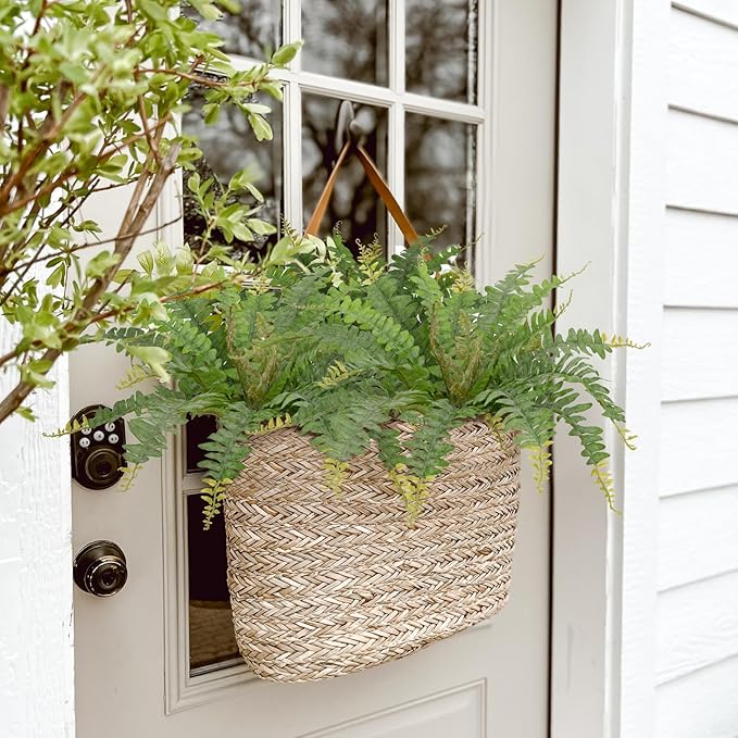 Ferns Artificial Plants 2pcs Faux Ferns for Outdoor Planter Large Fake Ferns Look Real Artificial Ferns with 42 Fronds Hanging Boston Fern Fake Plant Shrubs for Home Farmhouse Garden Porch Decor