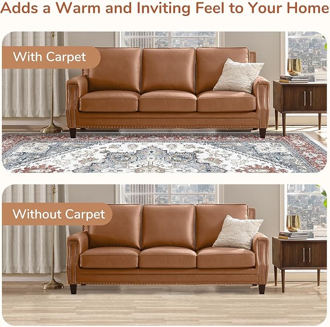 OPPODREAM Thin Entryway Rug 2x6, 2x6 Rug Runner, Washable Hallways Carpet 2 x 6 with Non Slip Backing, Low-Pile Bedside Carpet 2 x 6, Long, Faux Cashmere, Red & Grey