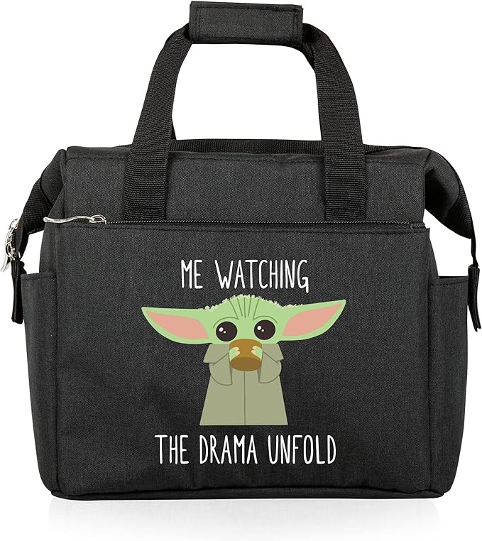 PICNIC TIME Star Wars Mandalorian Grogu On The Go Lunch Bag, Soft Cooler Lunch Box, Insulated Lunch Tote, Leak-Resistant Work Lunchbox, Reusable Thermal Cooler Bag, (Black)
