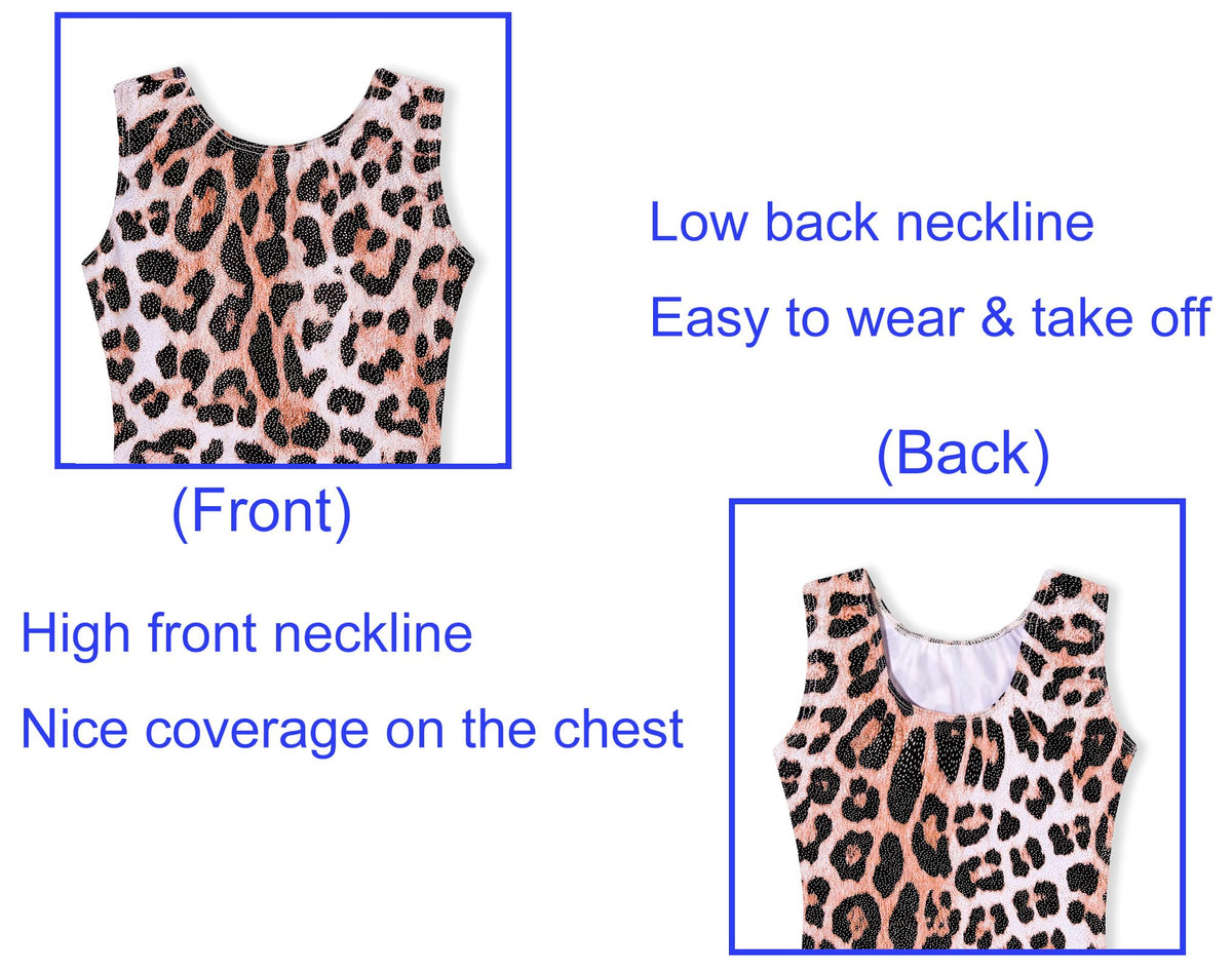 Domusgo Leotard for Girls Gymnastics Size 4t 5t Sparkly Brown Leopard Dance Biketard with Shorts