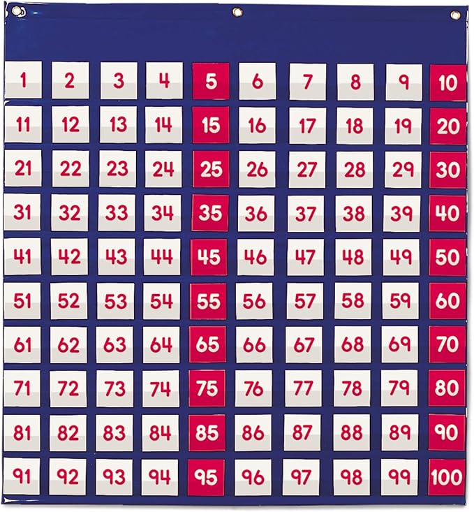 Learning Resources Hundred Pocket Chart - Math Manipulatives, Number Recognition, Counting, Classroom Must Haves, Multiplication Table, Teacher Supplies, Homeschool Essentials for Students