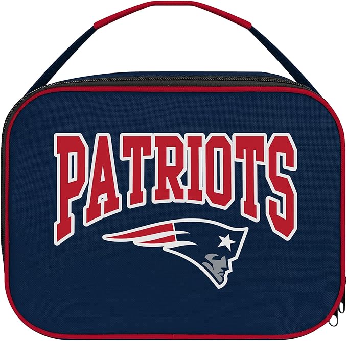 FOCO NFL Unisex-Adult Officially Licensed Wordmark Team Color Big Logo Football Zip Closure 7L Lunch Bag - New England Patriots