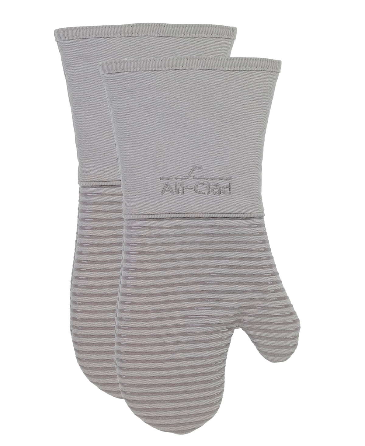 All-Clad Silicone Oven Mitts: Heat Resistant to 500 Degrees - 100% Cotton & Silicone, 14"x7" Pot Holders for Kitchen and Barbeque, 2-Pack, Almond