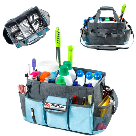 FRECOLSH Cleaning Caddy for Cleaning Suppliers Organizer with Pockets for House Cleaning Essentials, Cleaning Organizer, Wearable Cleaing Bag Tote, Storage Caddy for Housekeeping
