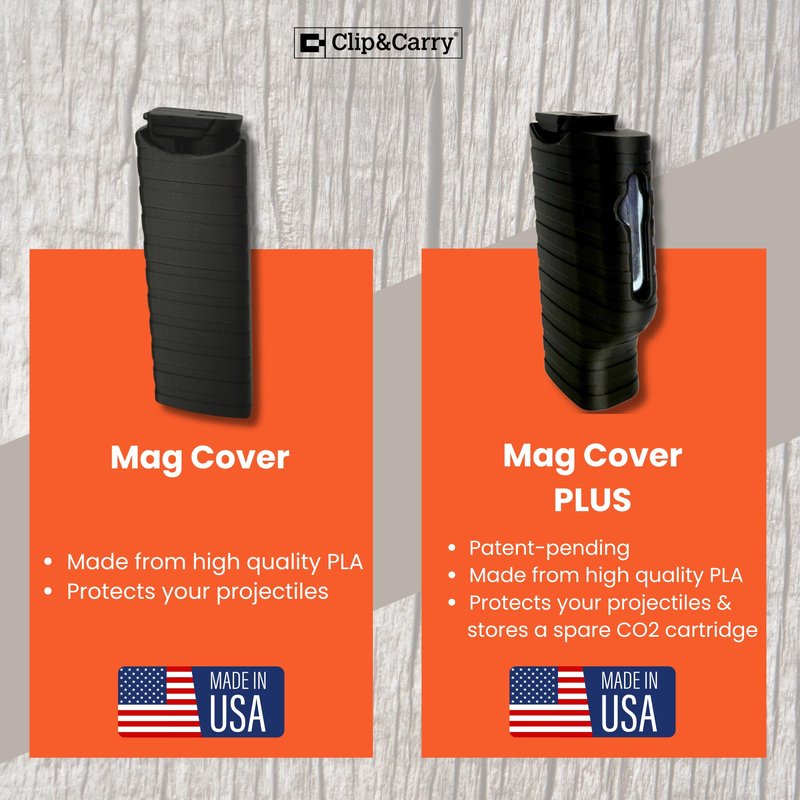 Clip & Carry Mag Cover & Projectile Protector Compatible with The Byrna CL Compact Magazines (Mag Cover Plus)