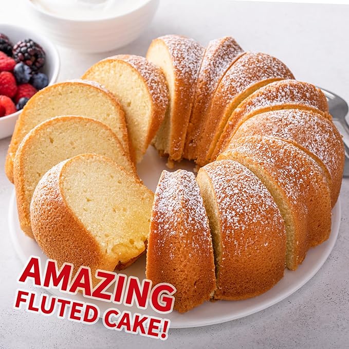Puyeipt 10 Inch Silicone Fluted Tube Cake Pan, 2 Pack