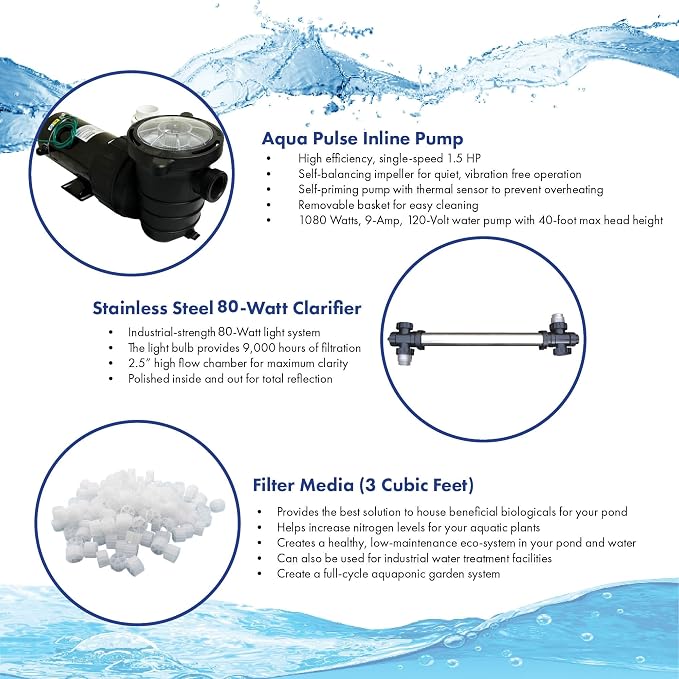 HALF OFF PONDS Simply Clear PRO Koi Pond Filter System: 2HP Blower, 160 watt UV