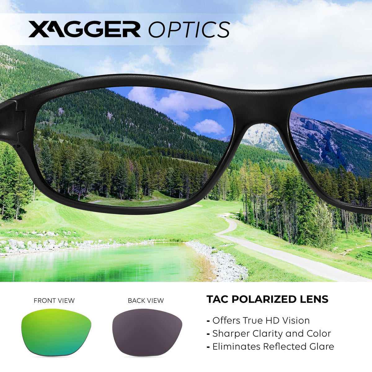 Xagger Polarized Wrap Around Sport Sunglasses for Men Women Running Driving Fishing TR90 Frame