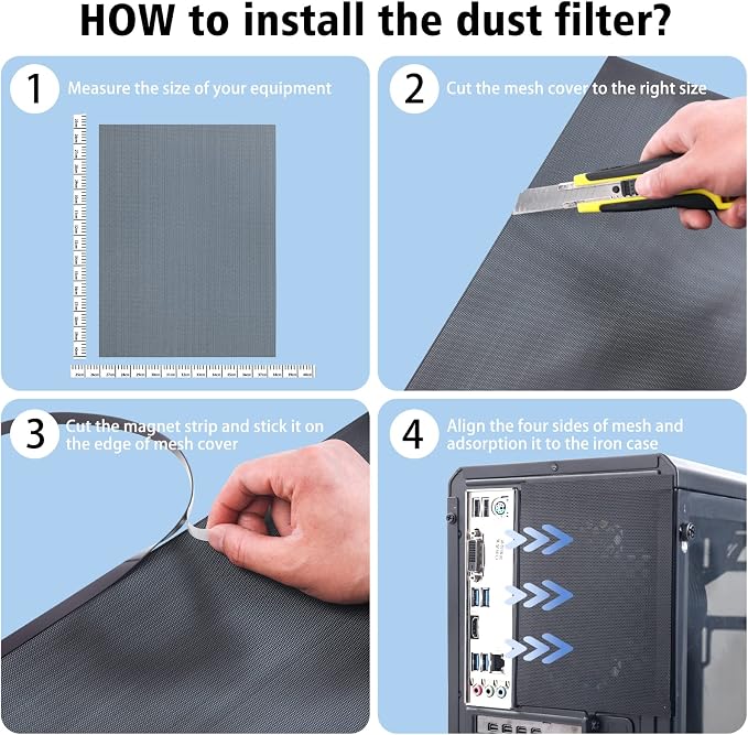 400x300mm DIY PC Case Dust Mesh Filter, PVC Dustproof Mesh Filter Cover