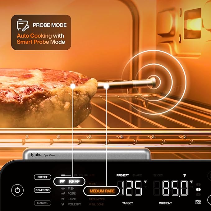 Typhur Sync Air Fryer Oven with Wireless Meat Thermometer Probe, AI Recipes