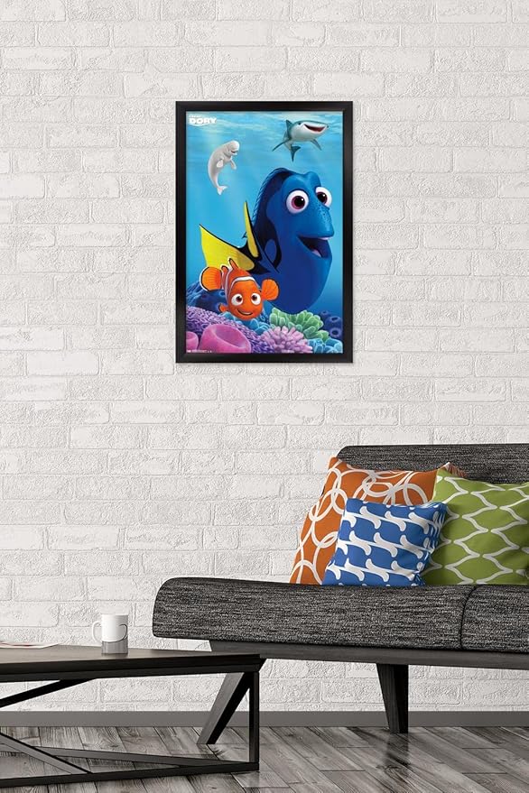 Trends International Disney Pixar Finding Dory - Dory Wall Poster, 14.725" x 22.375", Black Framed Version
