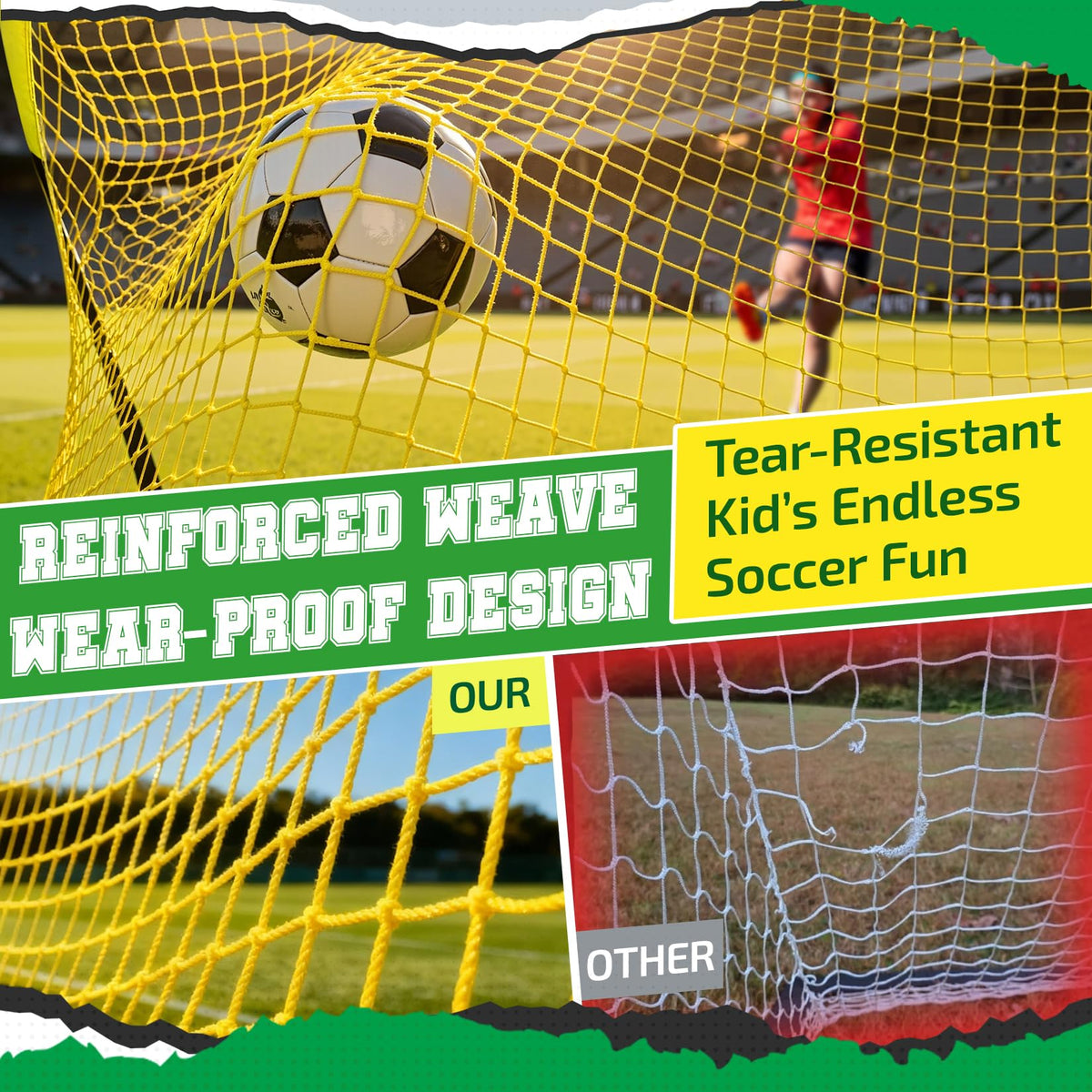 Happy Jump 7x5 FT & 5x3.6 FT Portable Soccer Goal for Youth Players Ages 6–14, Large-Frame Design Built for Long-Term Development, Easy Setup for Backyard, Park or School Training