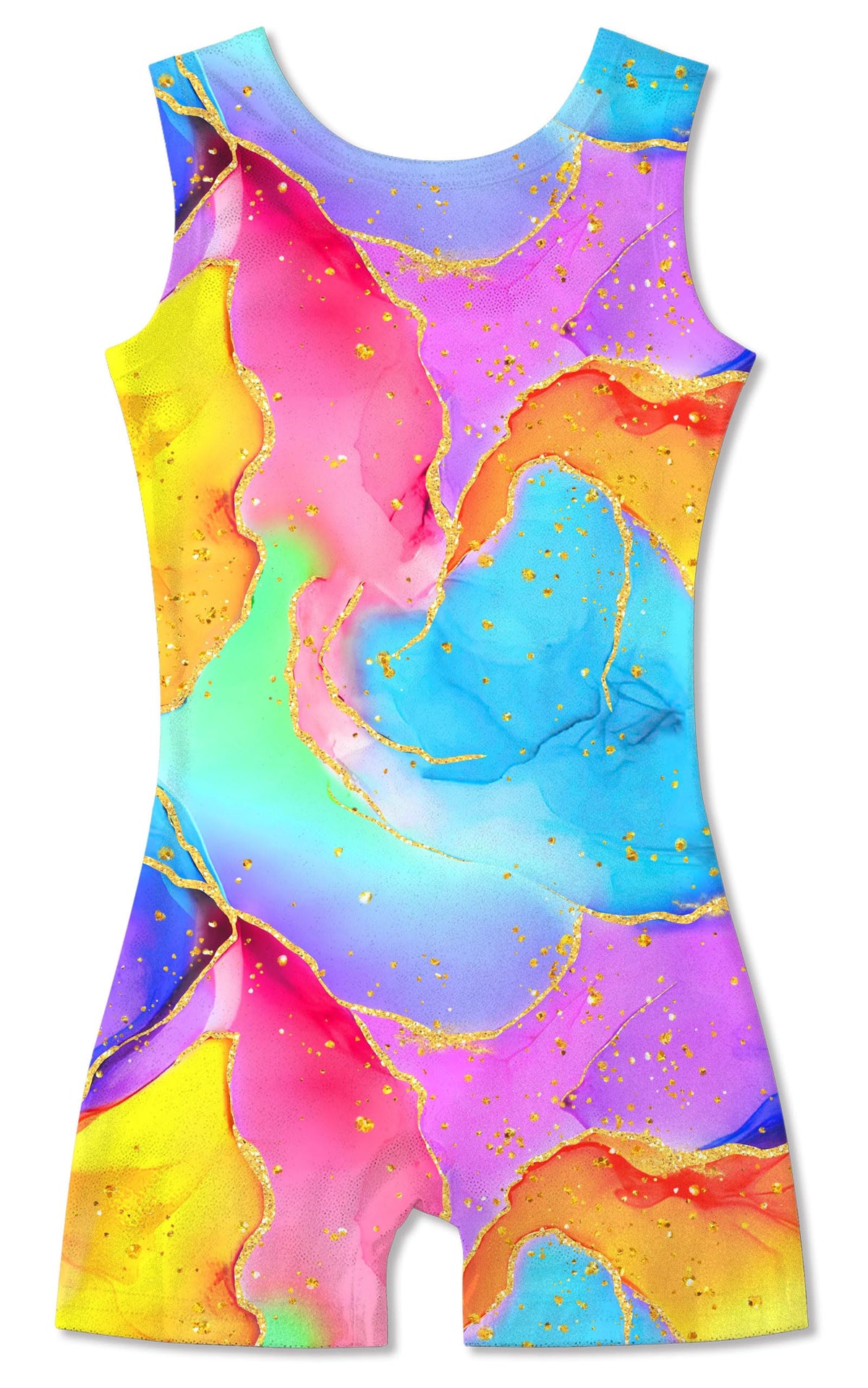 Funnycokid Gymnastics Leotards for Girls Kids Outfits Sparkly Clothes Ballet Unitard One Piece, Colorful Marble, 4-5T