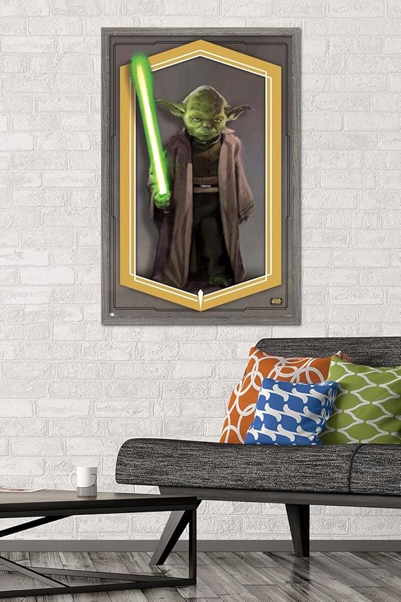 Trends International Star Wars: The High Republic - Yoda Wall Poster, 22.375" x 34", Barnwood Framed Version