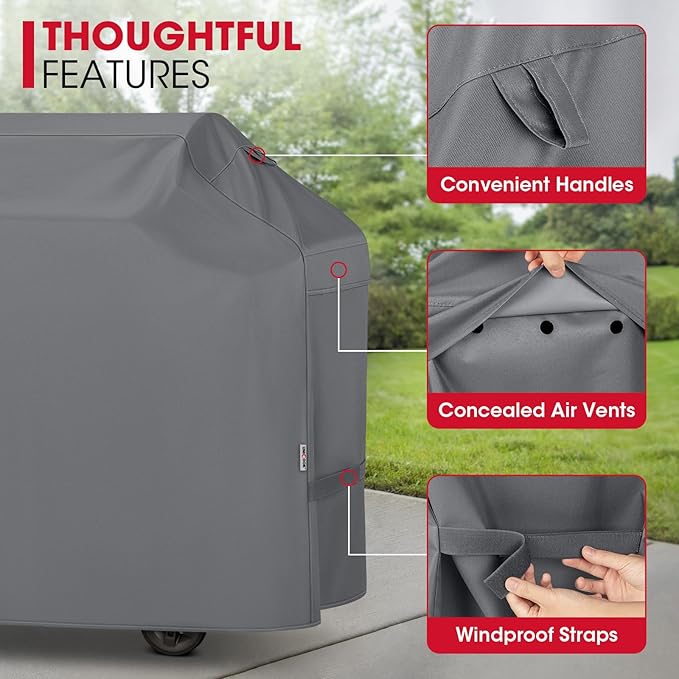 Unicook Large Gas Grill Cover 70 Inch, Outdoor Heavy Duty Waterproof BBQ Cover, Fade Resistant Patio Barbecue Protector, All Weather Protection for Backyard Grills, Gray