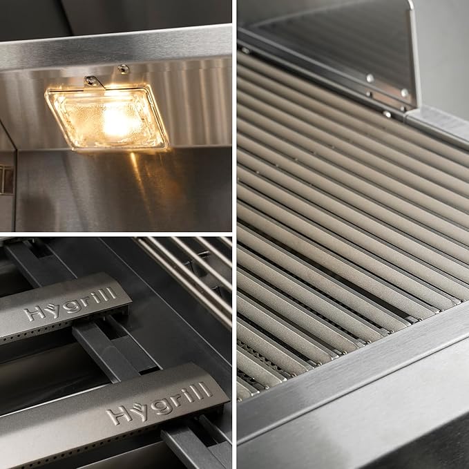 Hygrill Premium XTR 3-Burner Built In Grill, Stainless Steel Grill Head for Outdoor Kitchen and BBQ Grill Island, Heavy Duty Natural Gas Grill