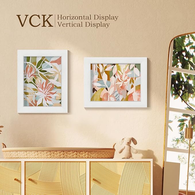 VCK 8.5x11 Certificate Frame, White Wood 8 1/2 x 11 Picture Diploma Document Frames for Wall and Tabletop, 2 Pack