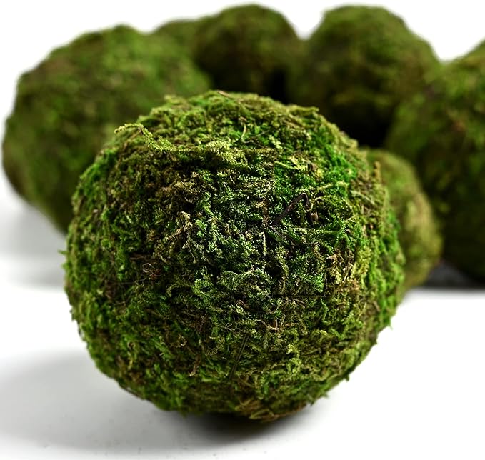 Usmola 18pcs Fake Moss Balls, 6pcs 3.2" Faux Green Balls + 12pcs 2" Artificial Moss Decorative Balls for Centerpiece Bowls (Green)