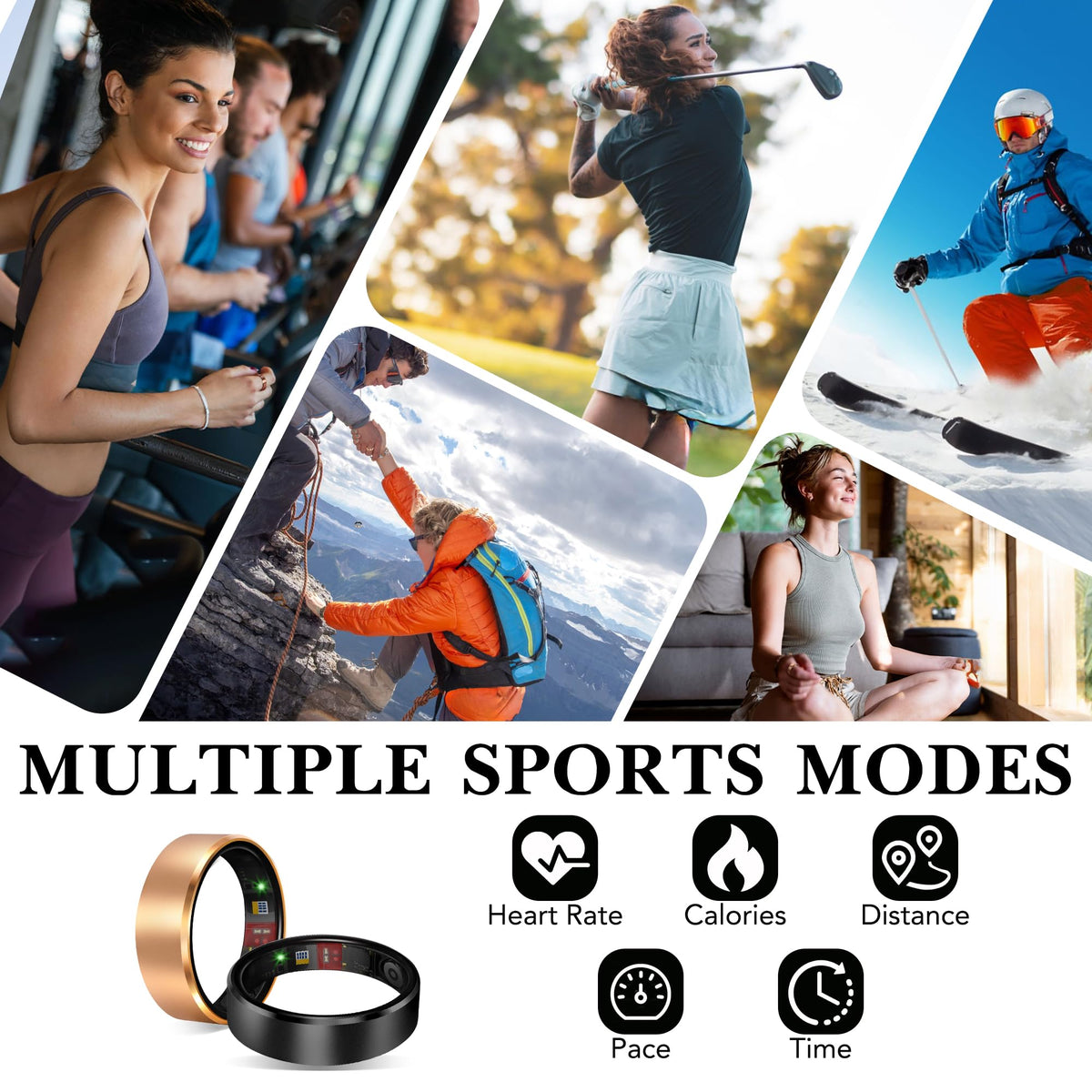 Milavan Smart Health Ring 2.0 for Women Men, Slim Scratch & Fingerprint Resistant Design, Efficient Chip Fitness Tracker, Monitors Heart, Graphite 12