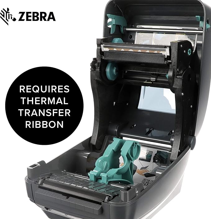 Zebra - GX420t Thermal Transfer Desktop Printer for Labels, Receipts, Barcodes, Tags - Print Width of 4 in - USB, Serial, and Ethernet Port Connectivity (Includes Peeler) - GX42-102411-000 (Renewed)