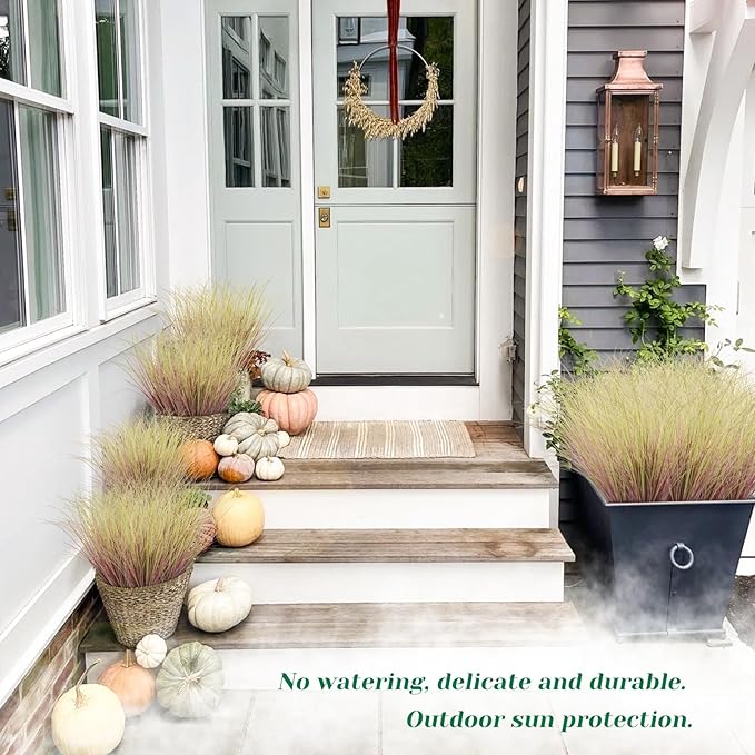 100Pcs Artificial Grass Plants, Faux Shrubs Wheat Grass, Artificial Tall Grasses Fake Plants for Outdoor Decor,Artificial Greenery Stems Weed for Room Indoor Home Decor（Light Purple）