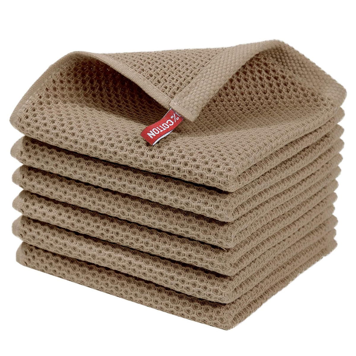 Homaxy 100% Cotton Waffle Weave Kitchen Dish Cloths, Ultra Soft Absorbent Quick Drying Dish Towels, 12 x 12 Inches — 12 x 12 - 12 Pack — 12 X 12 - 6 Pack