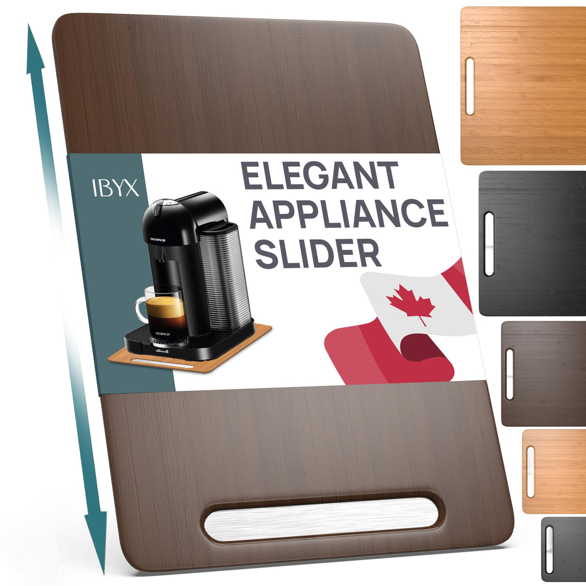 Ibyx Appliance Slider, Sliding Tray for Coffee Maker, 12x16 in, Black