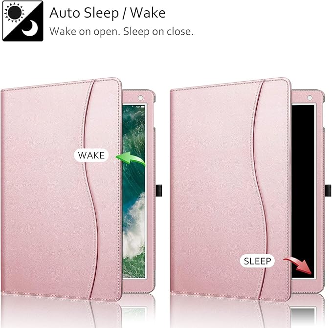 Fintie Multi-Angle Case, 2017/2015 iPad Pro 12.9 inch (Old Model) 1st & 2nd Gen Case - [Corner Protection] Folio Stand Cover with Pencil Holder & Pocket, Auto Wake/Sleep, Rose Gold