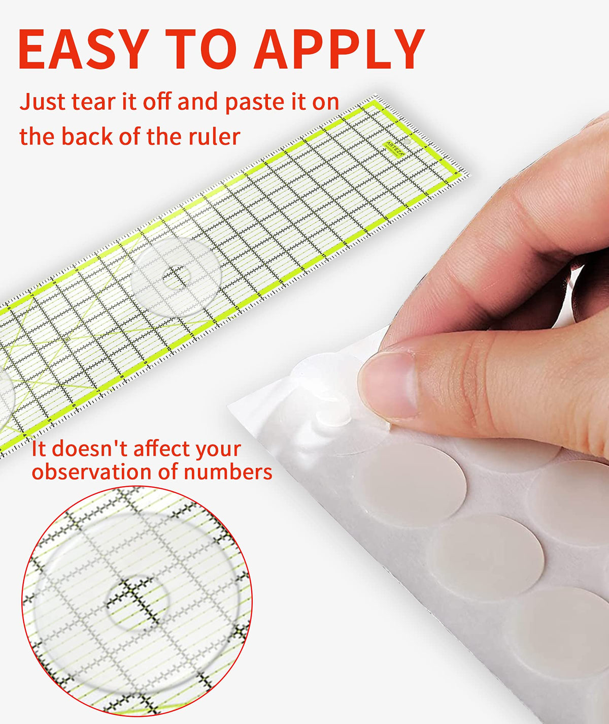 Non Slip Grips for Quilting Rulers Quilt Templates, Birllaid Non-Slip Adhesive Rings True Grips for Sewing Rulers 144 Pack 72 Large ， 72 Small