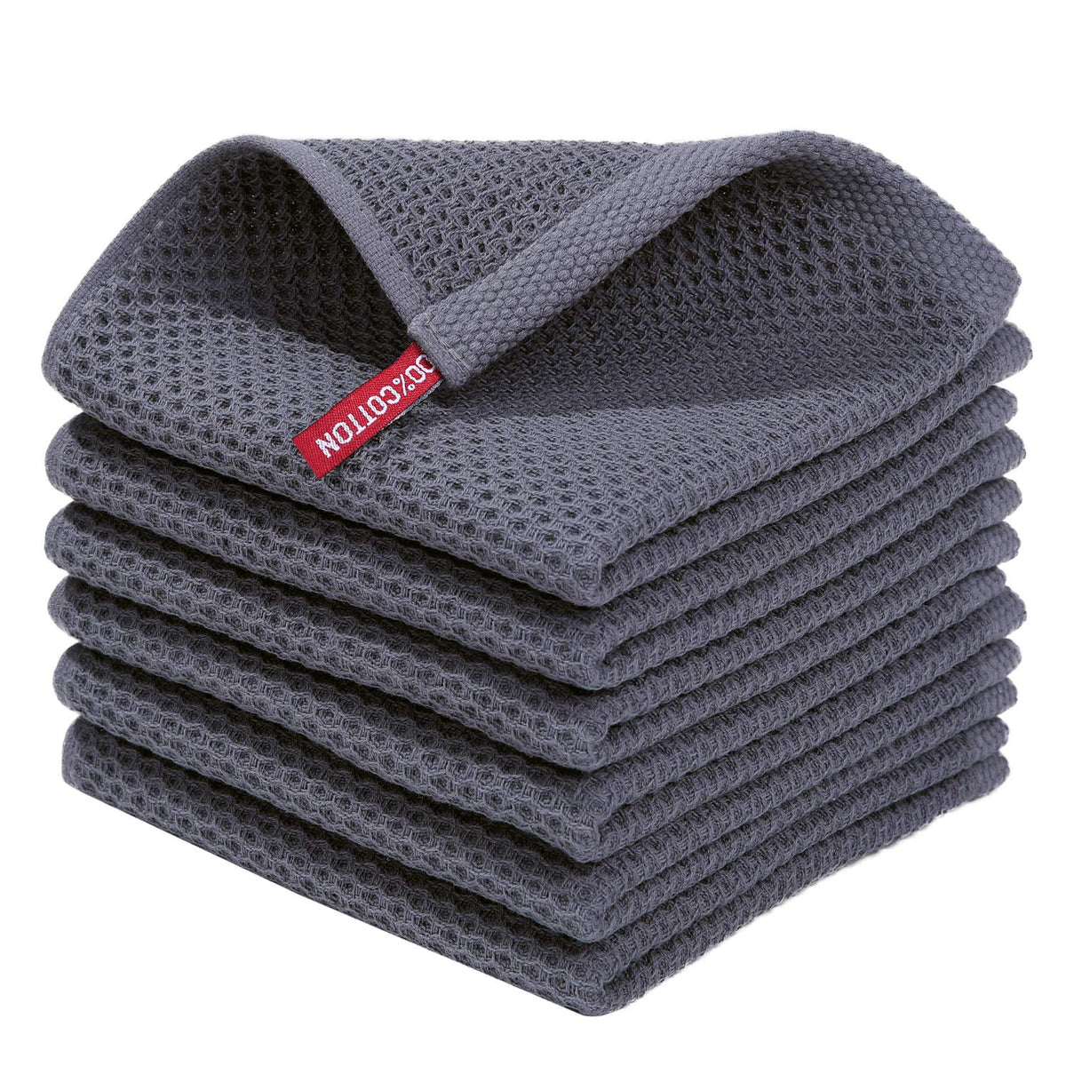 Homaxy 100% Cotton Waffle Weave Kitchen Dish Cloths, Ultra Soft Absorbent Quick Drying Dish Towels, 12 x 12 Inches — 12 x 12 - 12 Pack — 12 X 12 - 6 Pack