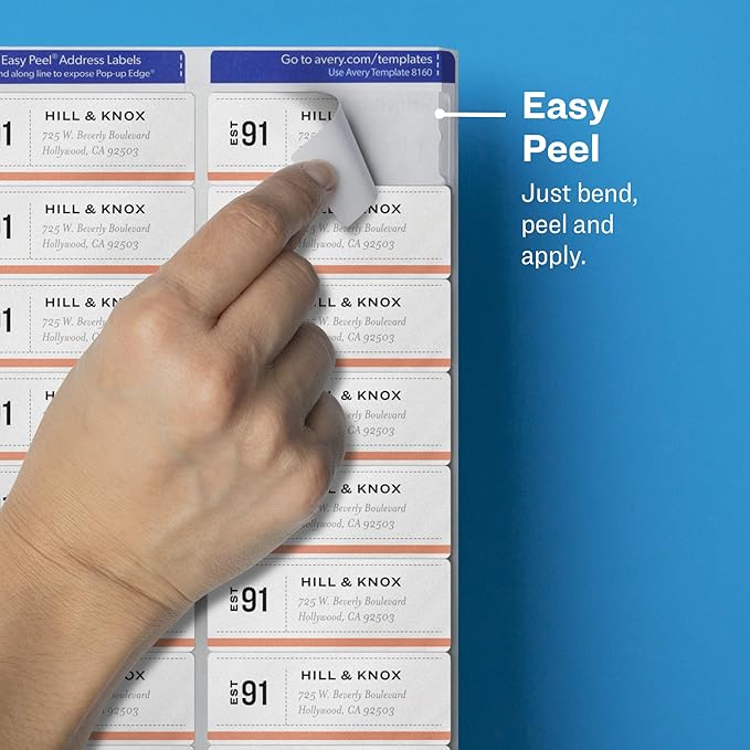 Avery Printable Address Labels with Sure Feed, 1" x 2-5/8", Matte Clear, 750 Blank Mailing Labels (05630)