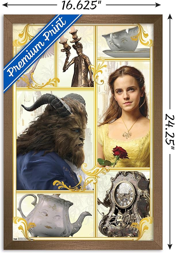 Trends International Disney Beauty And The Beast - Group Wall Poster, 14.725" x 22.375", Bronze Framed Version