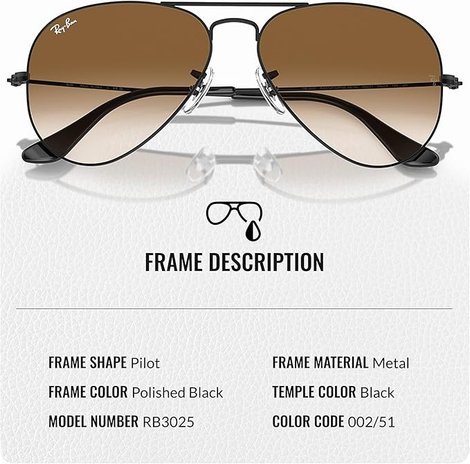 Ray-Ban RB3025 AVIATOR GRADIENT Pilot Shaped Sunglasses for Men & Women with Official RAYBAN Eyewear Kit