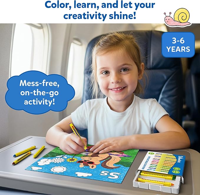 Skillmatics Color & Learn Activity Book – Letters, Numbers, Phonics & Shapes, 12 Retractable Mess-Free Crayons & 50 Pages, Educational Gift for Toddlers and Preschoolers Ages 3, 4, 5, 6